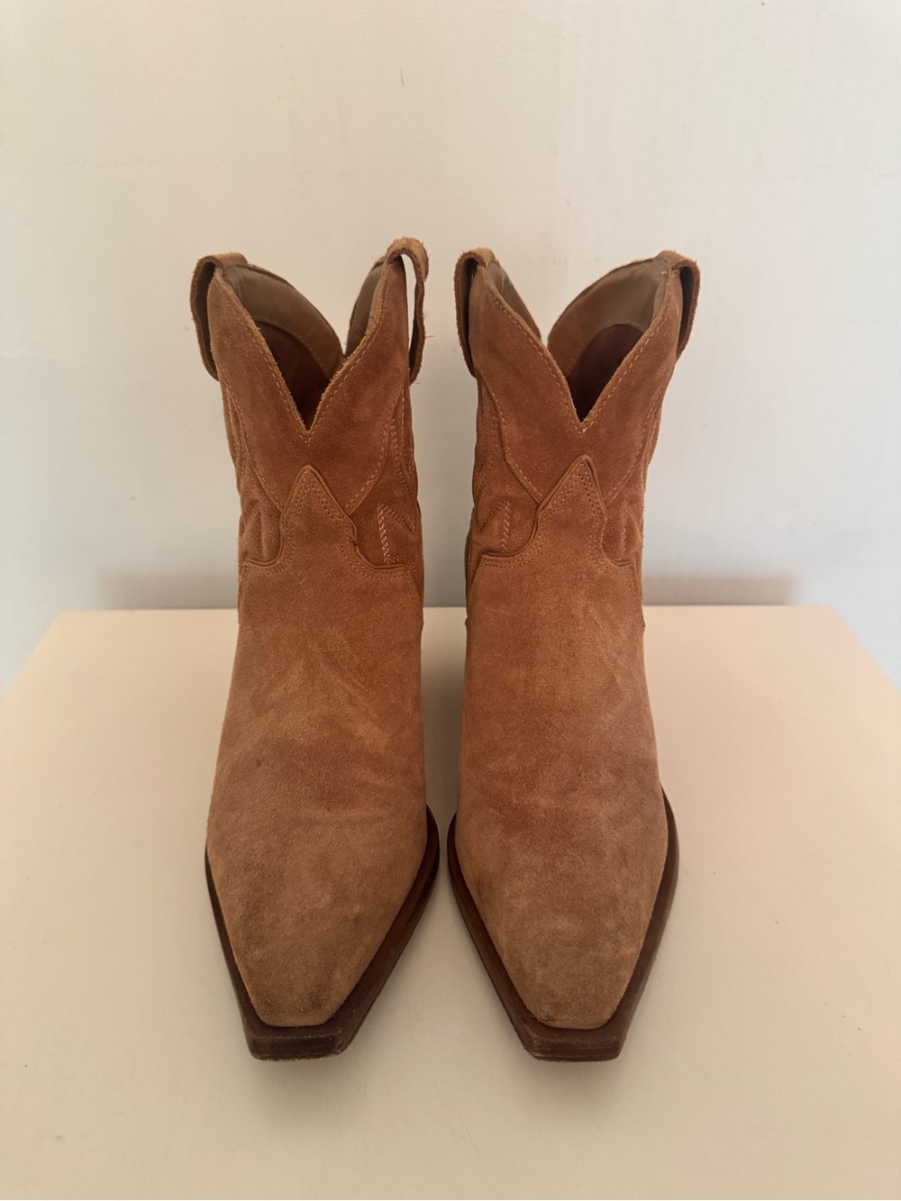 Reformation Suede Western Ankle Boots Tan Size 8 - Picture 3 of 8